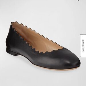 Chloé Lauren Scalloped Flats Black